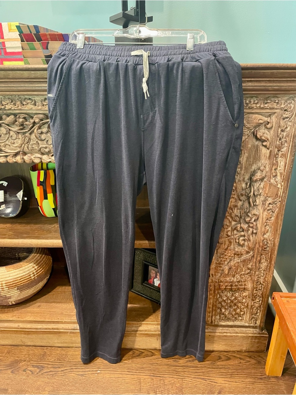 Vuori Navy Drawstring Sweatpants with Side Pockets